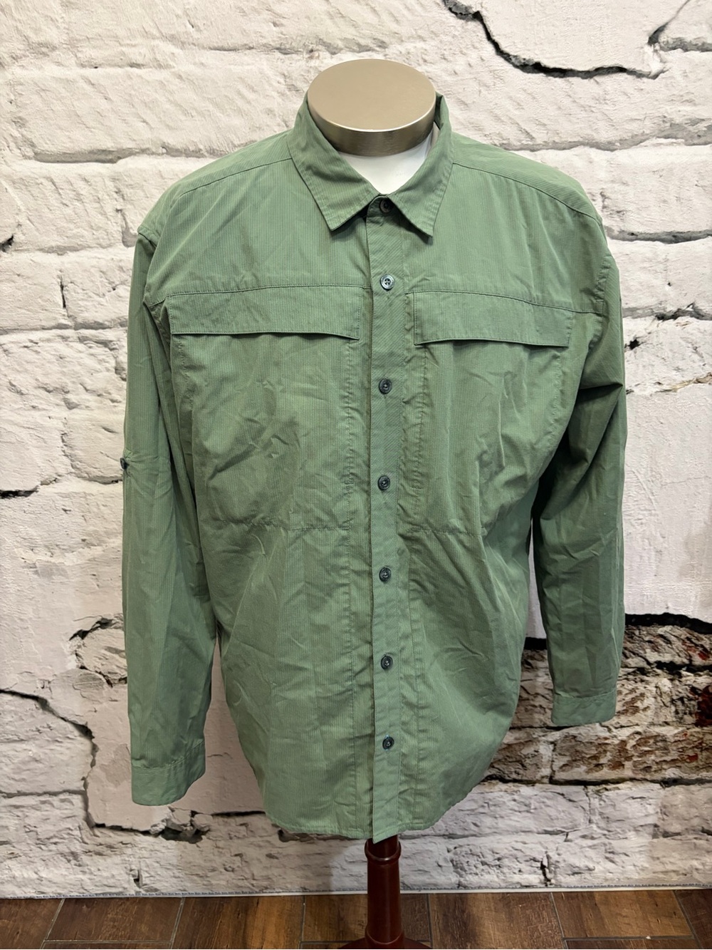 Patagonia  Large Sol Patrol Ripstop Gypsum Green Teal Fishing Shirt Utility